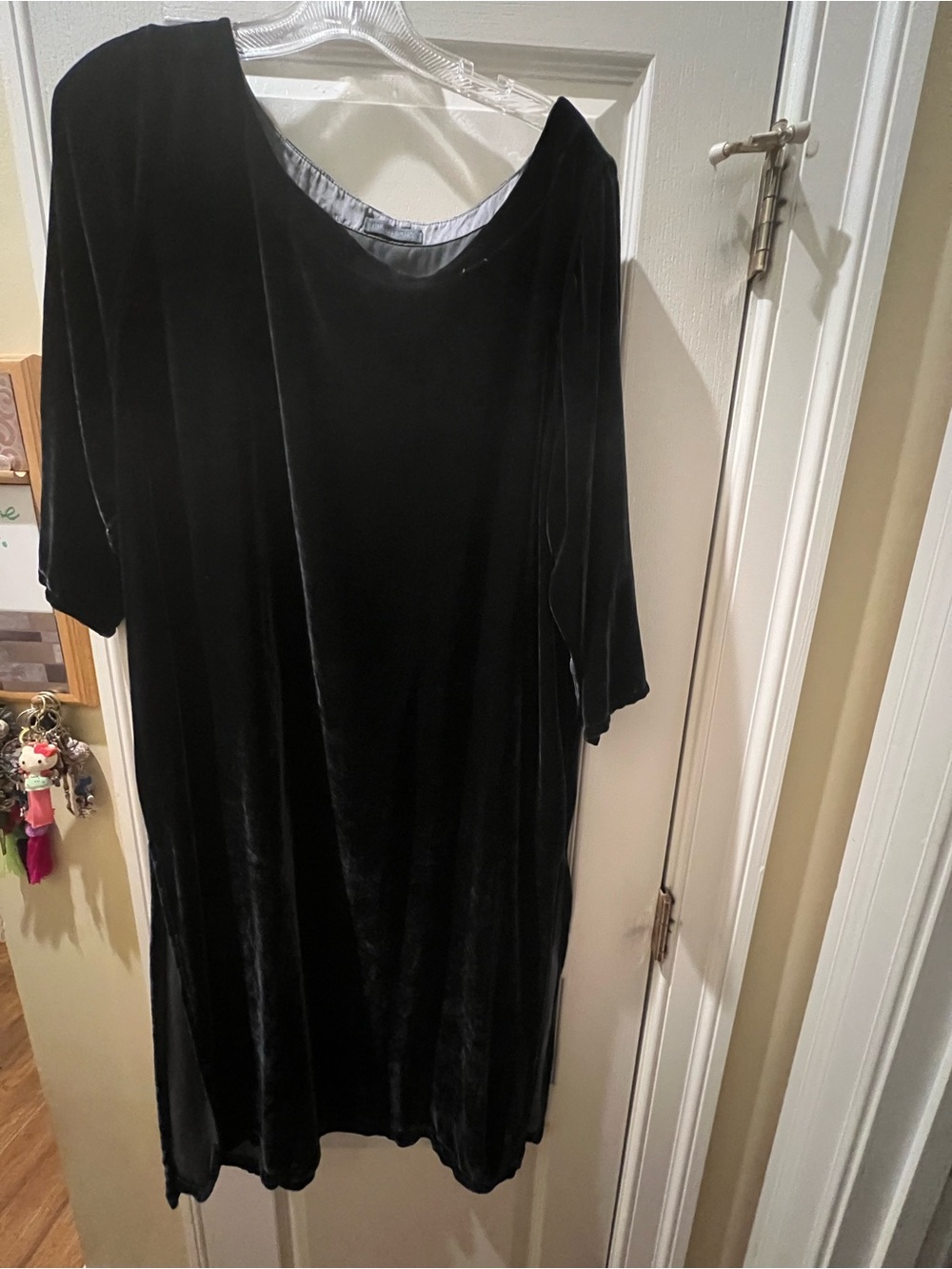 CP Shades black velvet A line dress with side slits, size large
